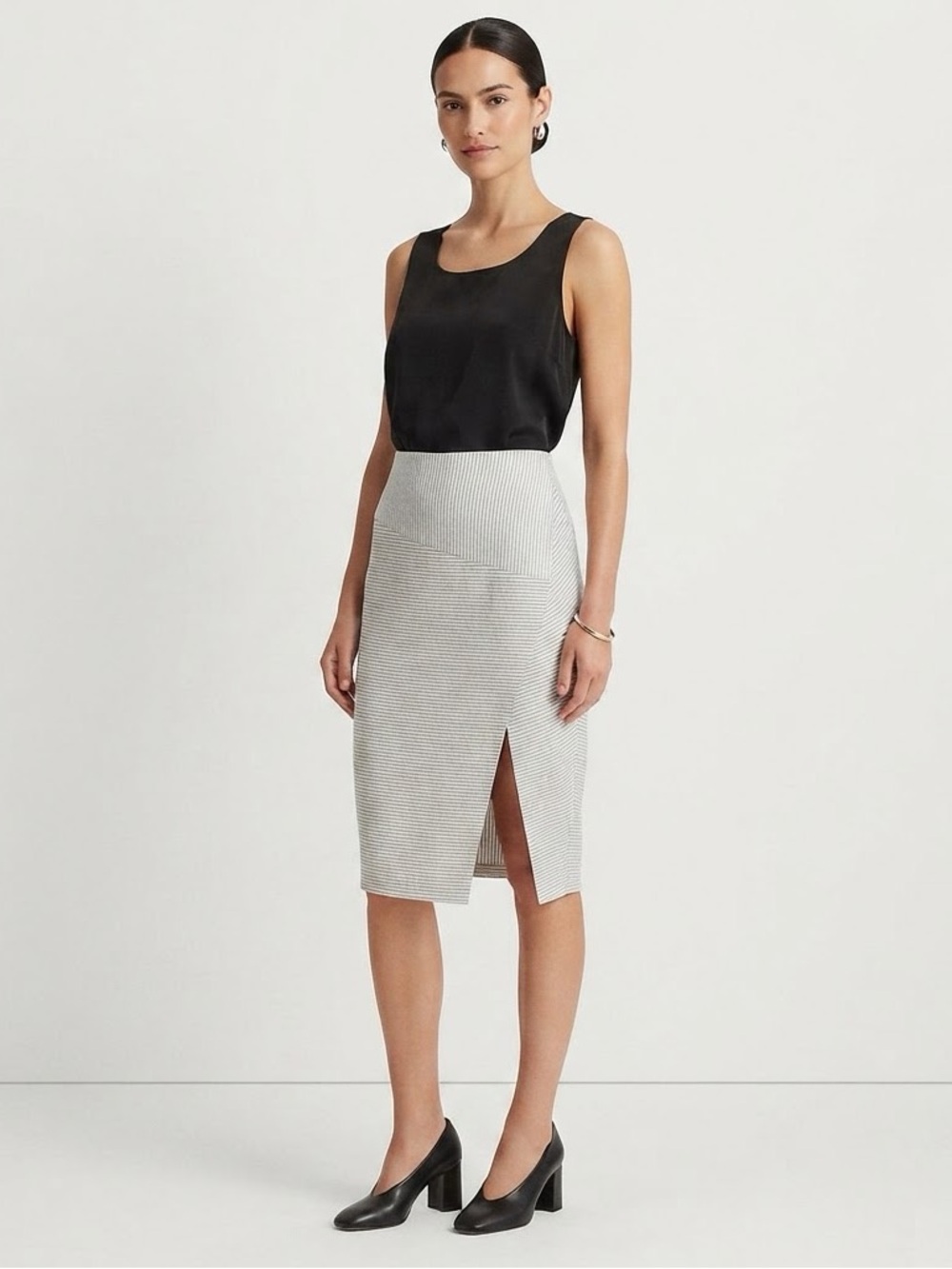 Veronica Beard Laguna Combo Racerback Dress 8 Silk Striped Asymmetrical Midi